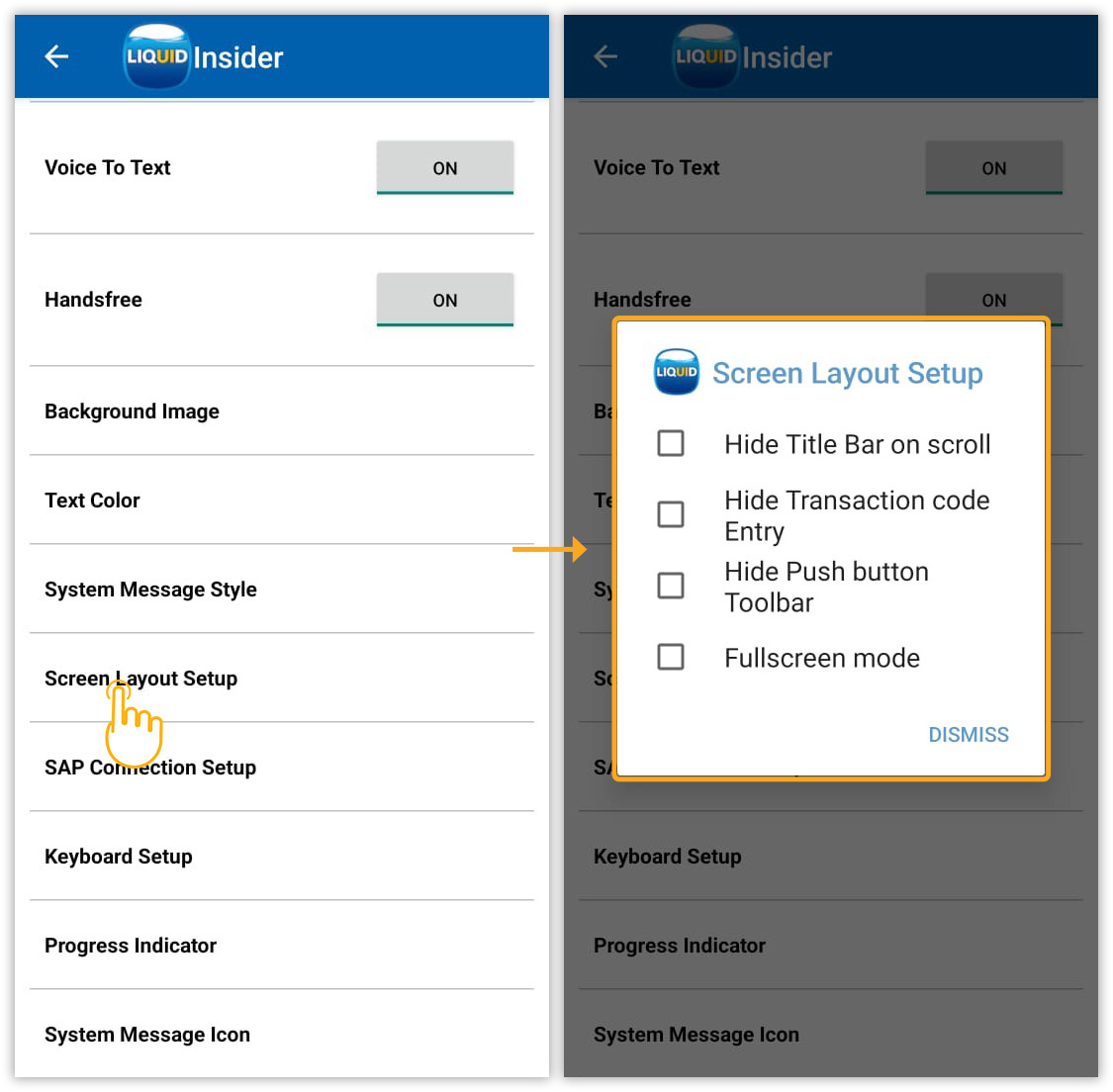 Customize SAP screen layout using four setups with instant visual updates
