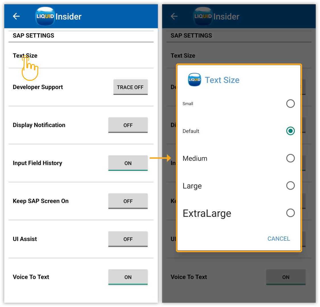 Adjust text size from small to extra-large for better readability