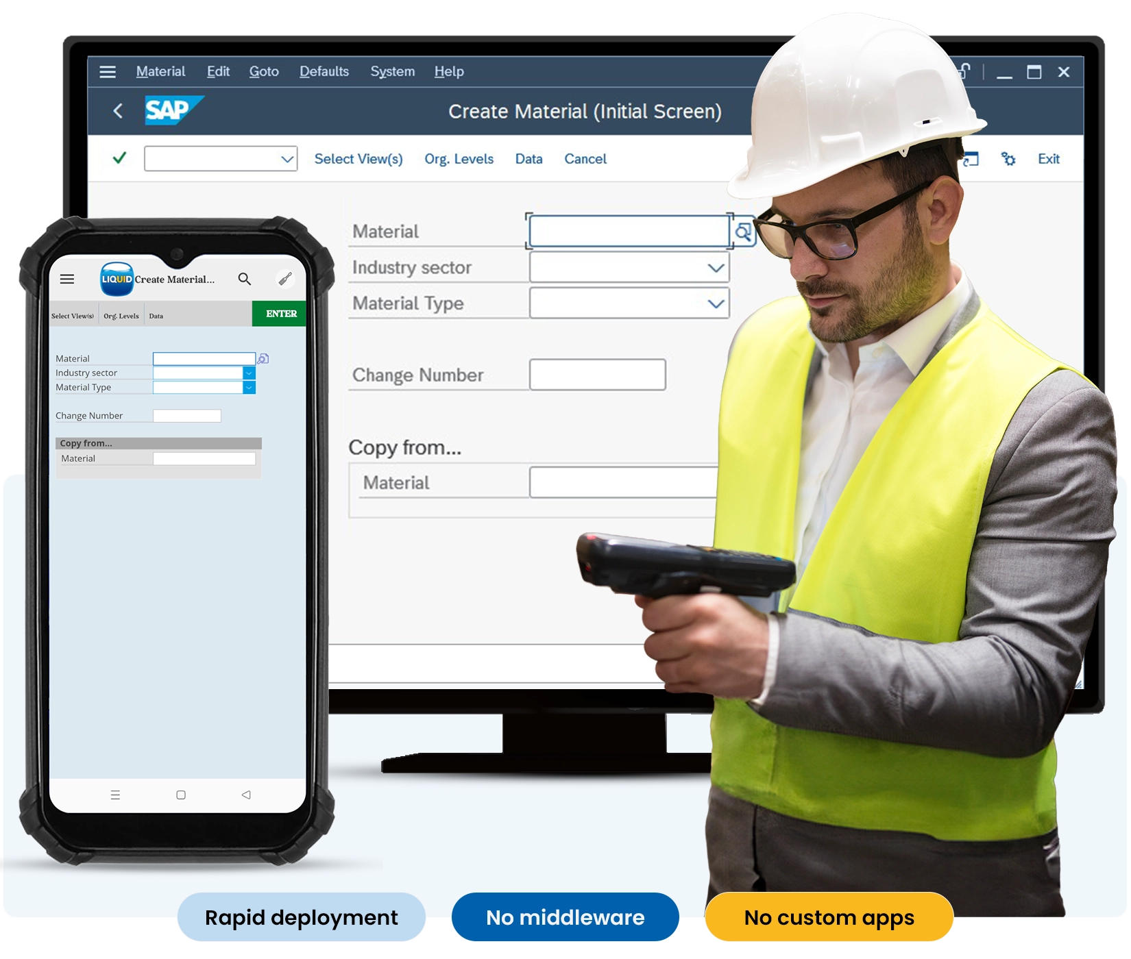 Simplified SAP screens customized with Liquid UI for daily user tasks