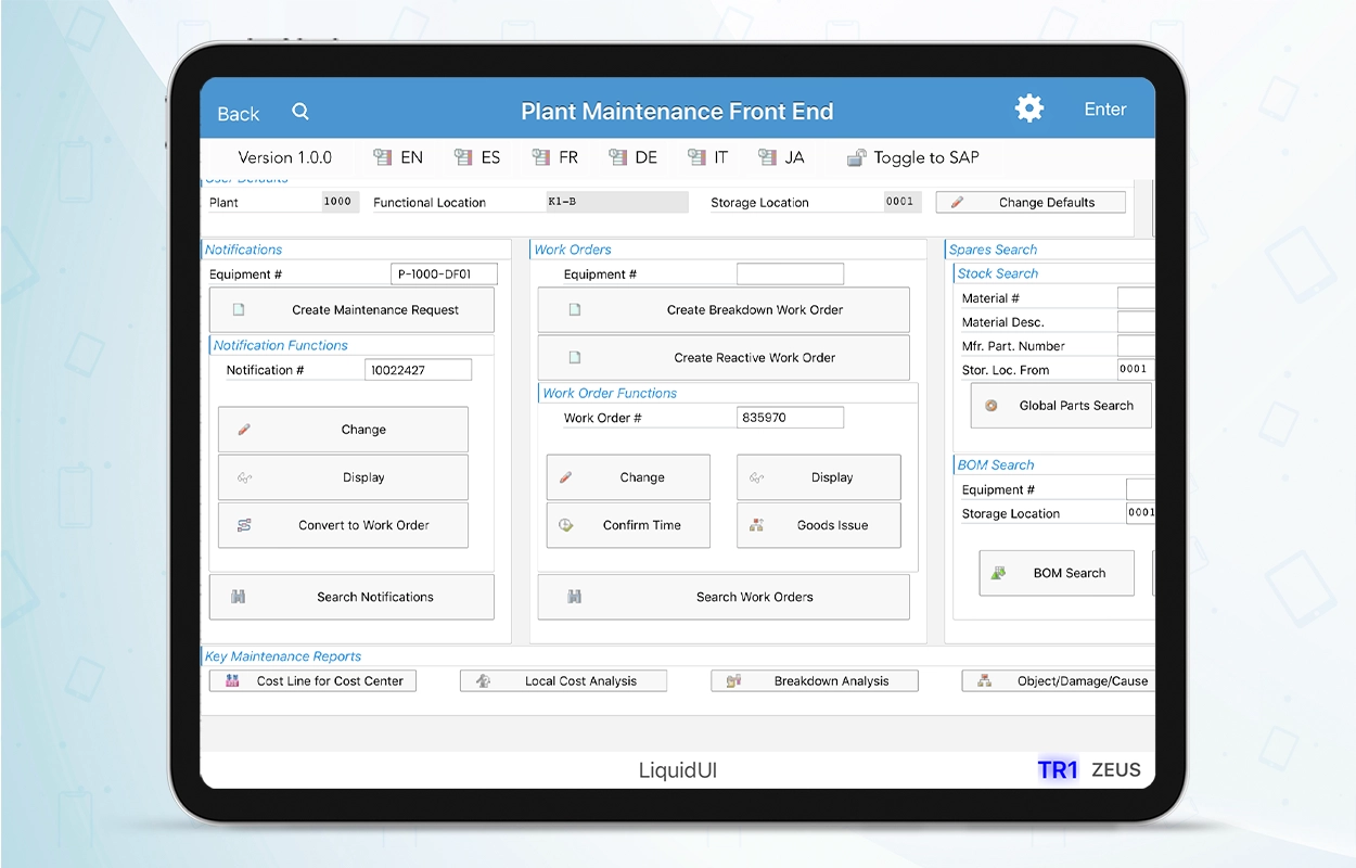 Liquid UI solution for Lufkin