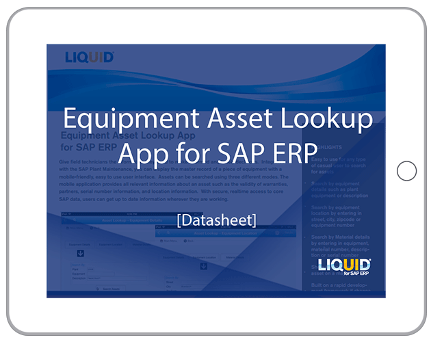 Access SAP equipment and asset information from a mobile interface